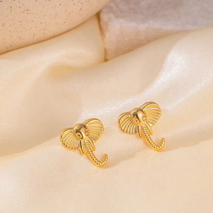 Wholesale Jewelry Simple Style Artistic Commute Elephant 304 Stainless Steel 18K Gold Plated Polishing Plating Earrings Necklace