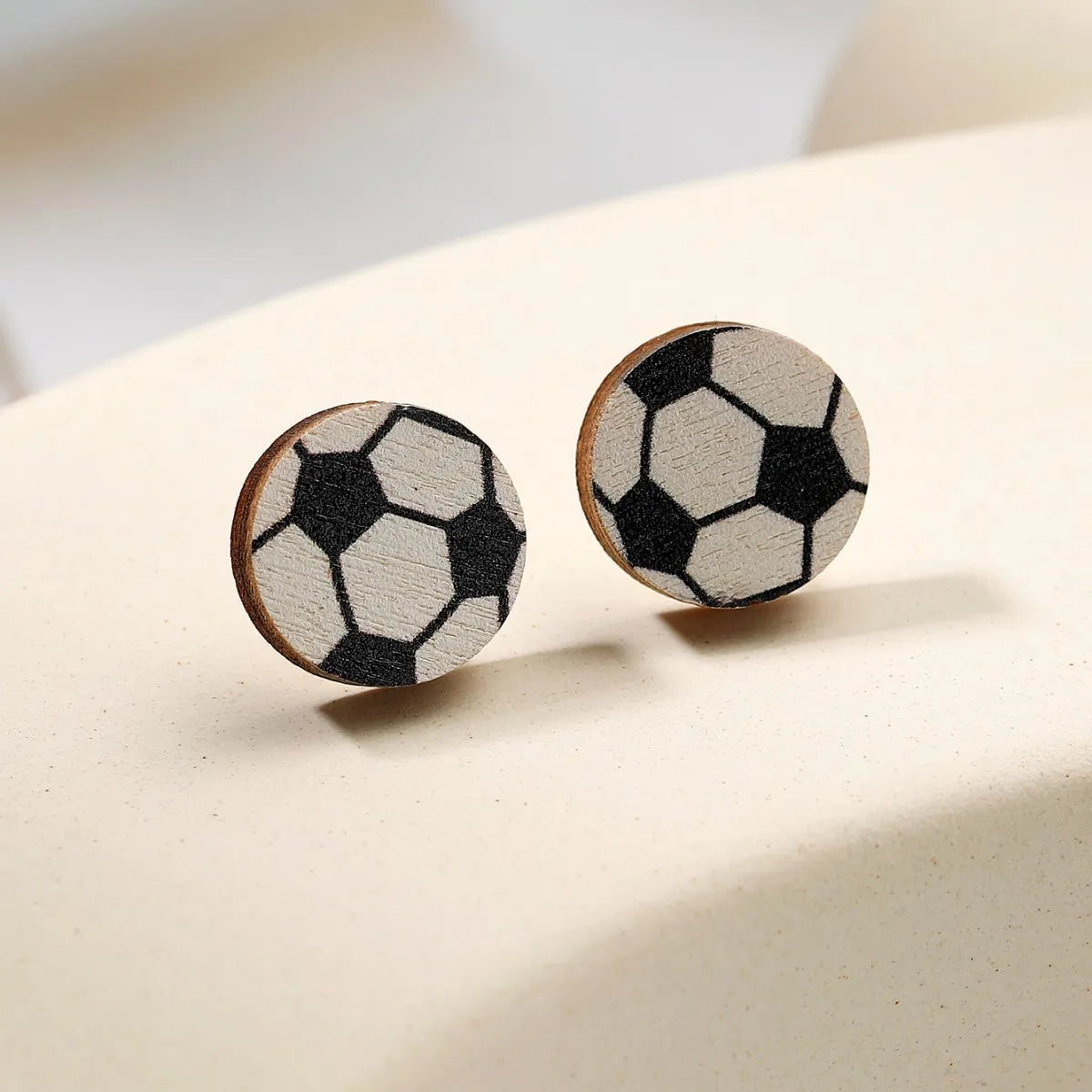 Wholesale Jewelry Simple Style Basketball Football Wood Printing