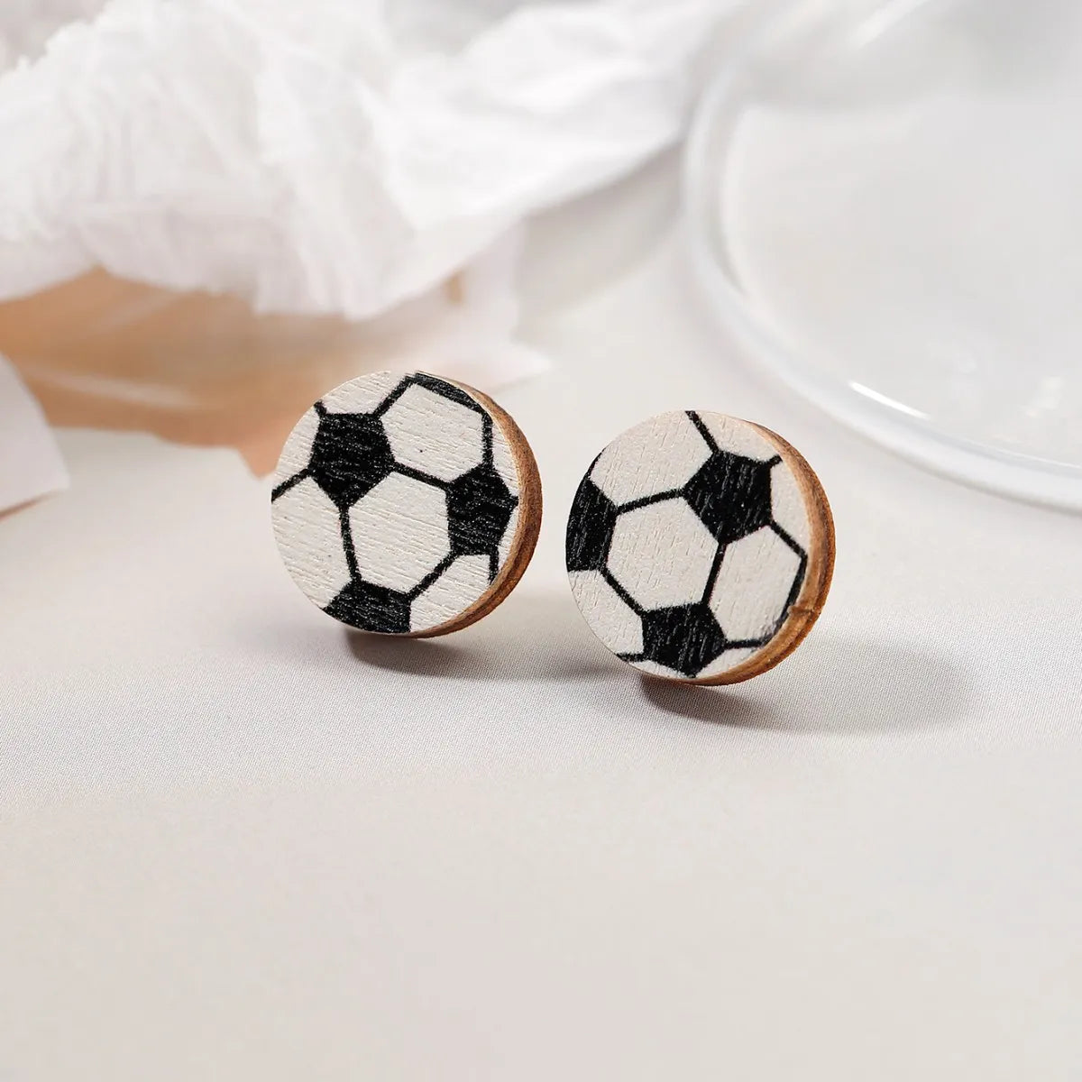 Wholesale Jewelry Simple Style Basketball Football Wood Printing