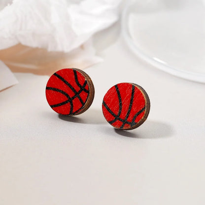 Wholesale Jewelry Simple Style Basketball Football Wood Printing