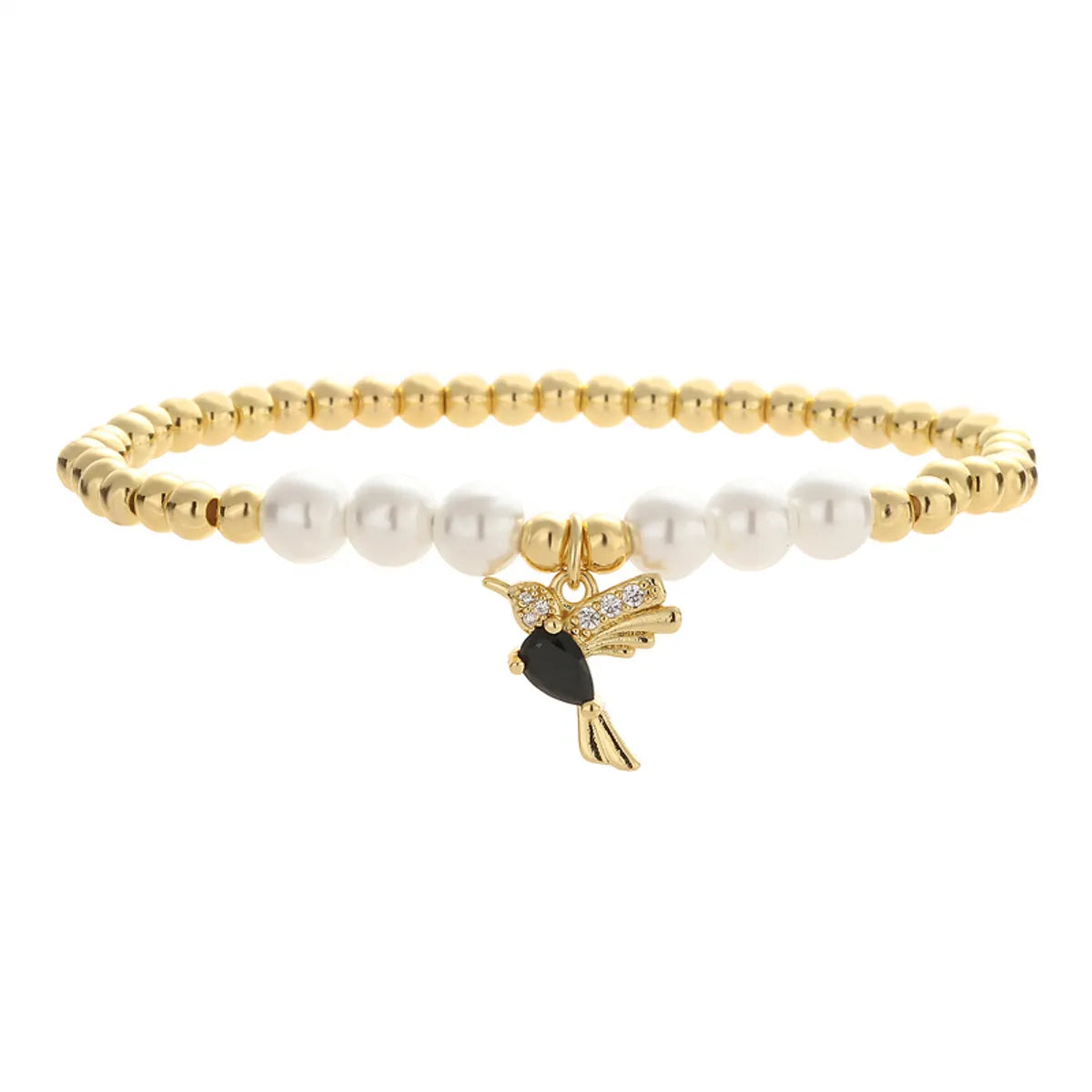 Simple Style Bird Zircon Imitation Pearl Copper Wholesale Bracelets