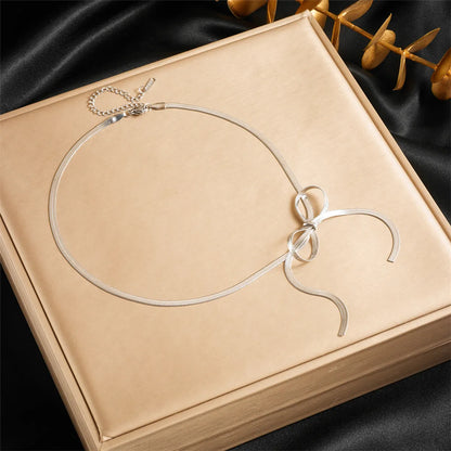 Wholesale Jewelry Simple Style Bow Knot 304 Stainless Steel 18K Gold Plated Choker