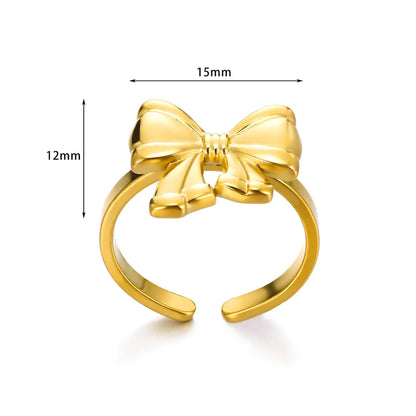 Wholesale Jewelry Simple Style Bow Knot 304 Stainless Steel Open Rings