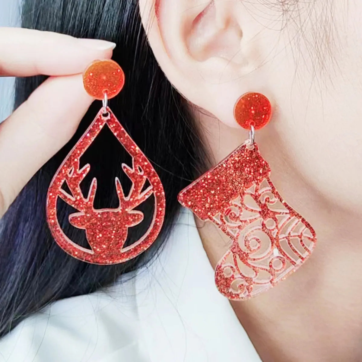 Wholesale Jewelry Simple Style Bow Knot Arylic Printing Drop Earrings