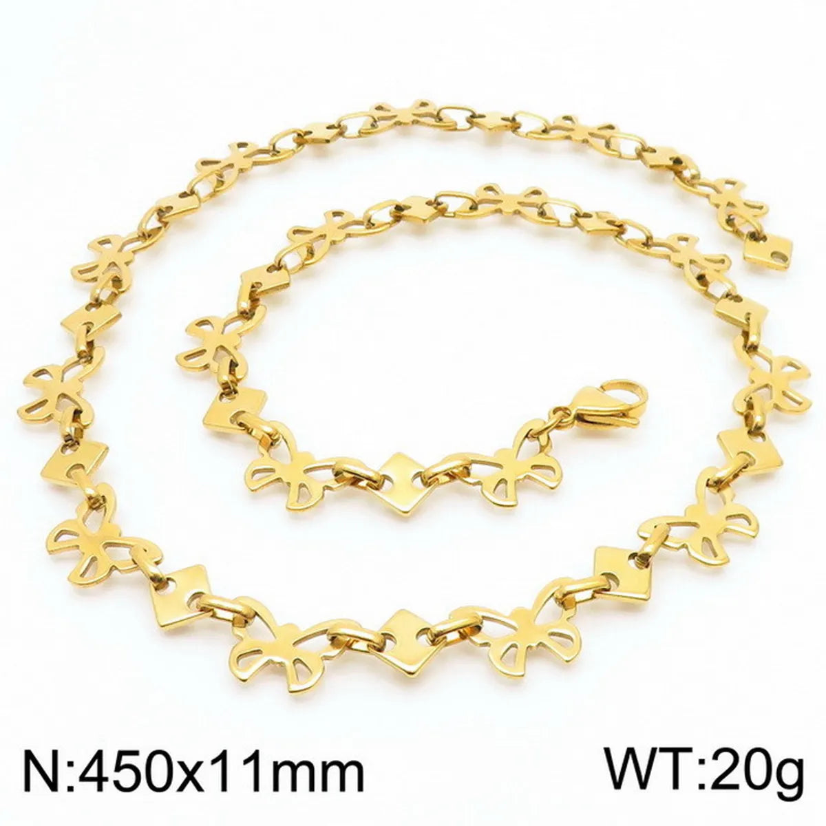 Wholesale Jewelry Simple Style Butterfly 304 Stainless Steel 18K Gold Plated Bracelets Necklace