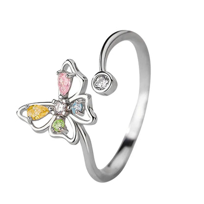 Wholesale Jewelry Simple Style Butterfly Alloy Zircon Inlay Open Ring