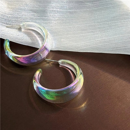 1 Pair Simple Style C Shape Polishing Transparent Arylic Resin Ear Studs