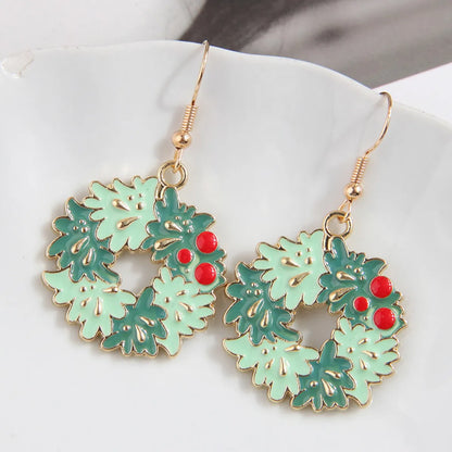 1 Pair Simple Style Christmas Tree Enamel Alloy Drop Earrings