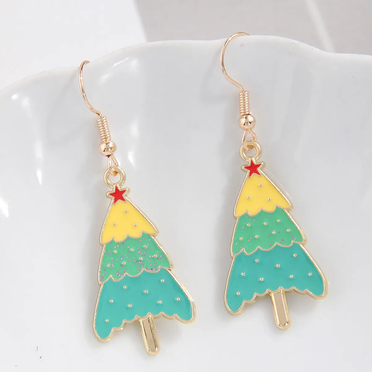 1 Pair Simple Style Christmas Tree Bow Knot Enamel Alloy Ear Hook