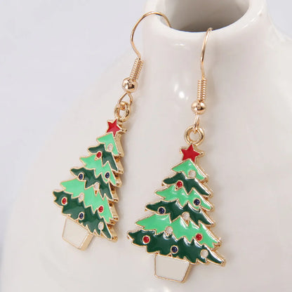 1 Pair Simple Style Christmas Tree Bow Knot Enamel Alloy Ear Hook