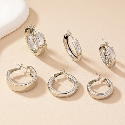 Wholesale Jewelry Simple Style Circle Alloy Gold Plated Plating Hoop Earrings