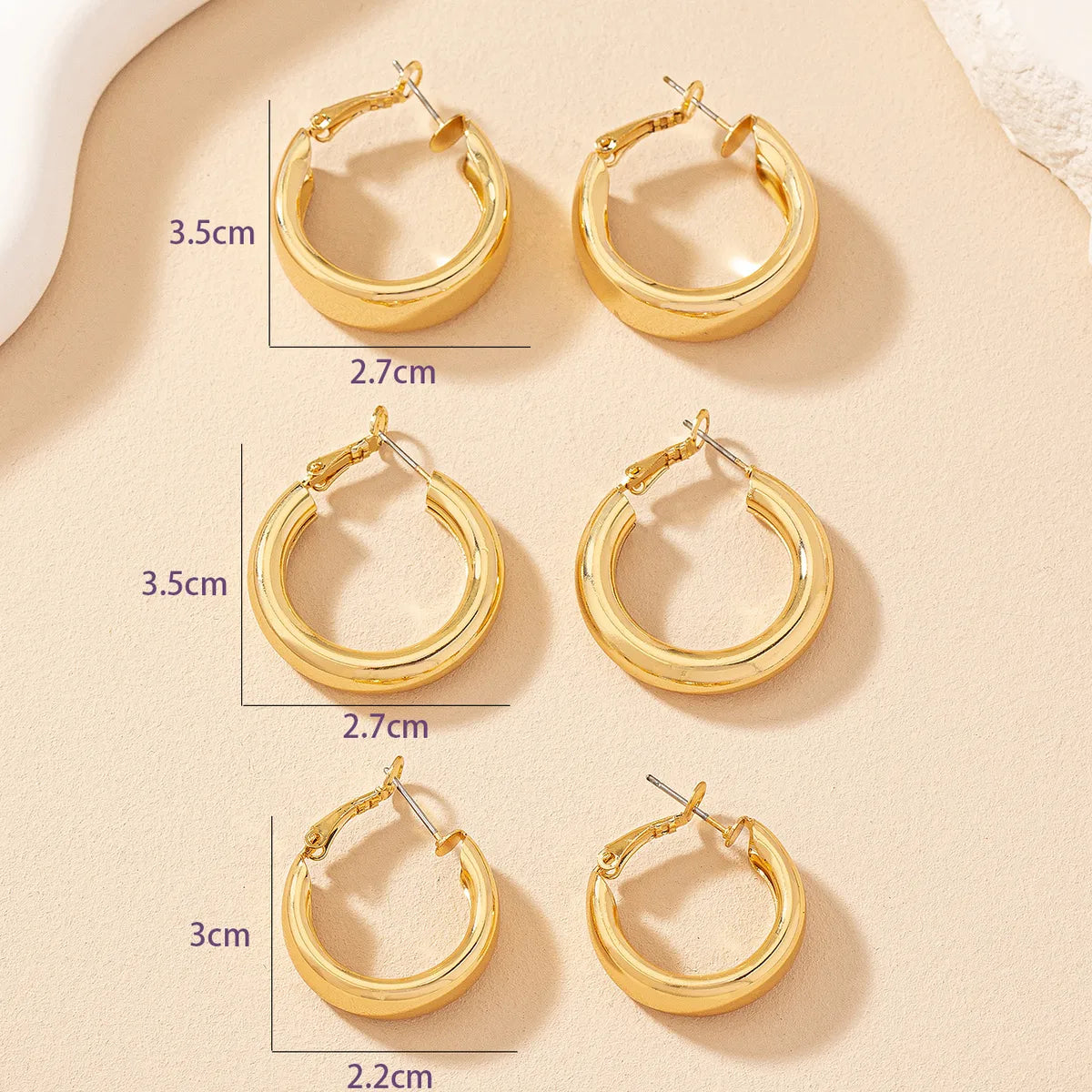 Wholesale Jewelry Simple Style Circle Alloy Gold Plated Plating Hoop Earrings