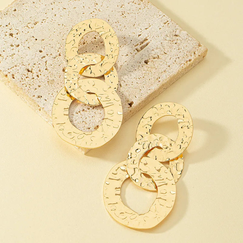 1 Pair Simple Style Circle Solid Color Plating Alloy Drop Earrings