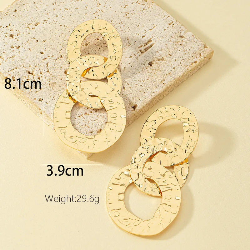 1 Pair Simple Style Circle Solid Color Plating Alloy Drop Earrings