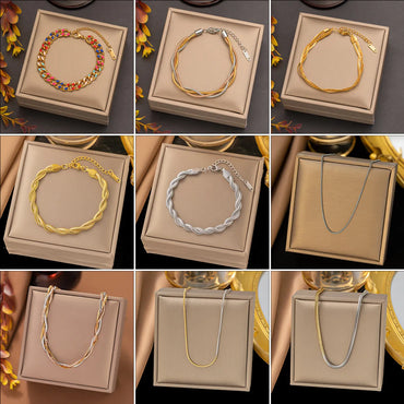 Wholesale Jewelry Simple Style Circle Solid Color Titanium Steel Jewelry Set