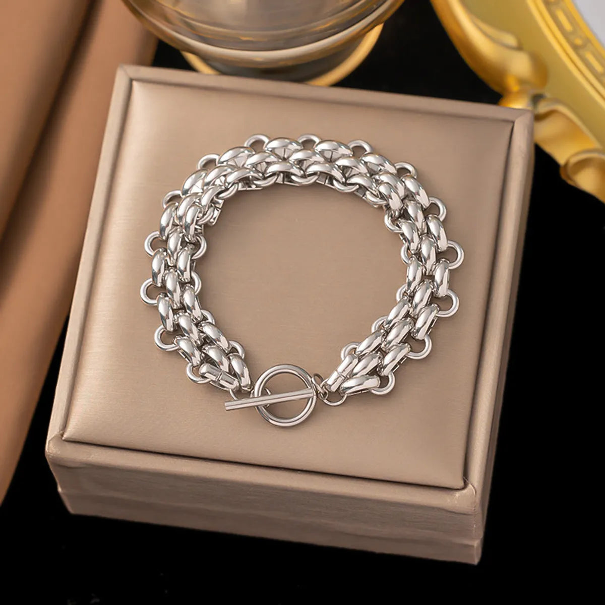 Wholesale Jewelry Simple Style Circle Solid Color Titanium Steel Jewelry Set