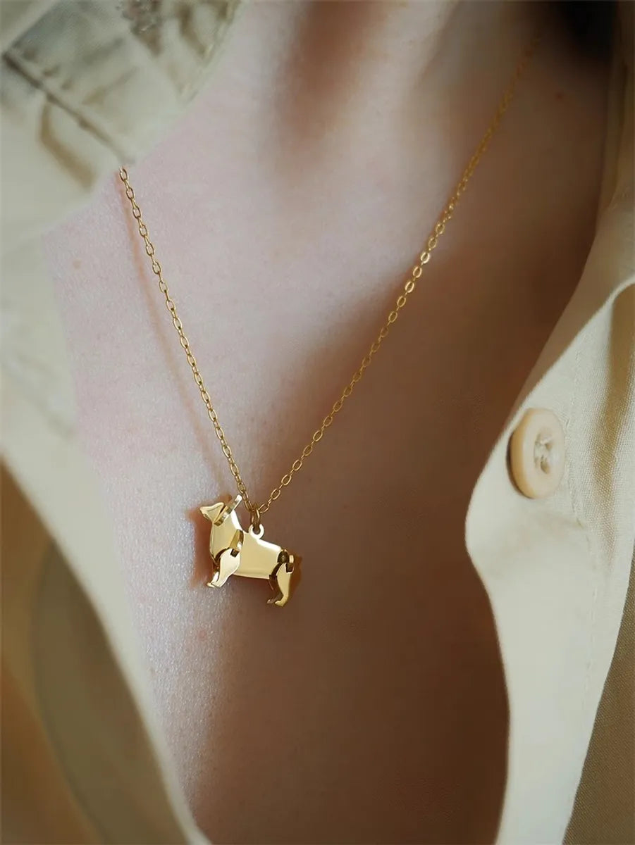 Wholesale Jewelry Simple Style Classic Style Animal 316 Stainless Steel  18K Gold Plated Plating Pendant Necklace