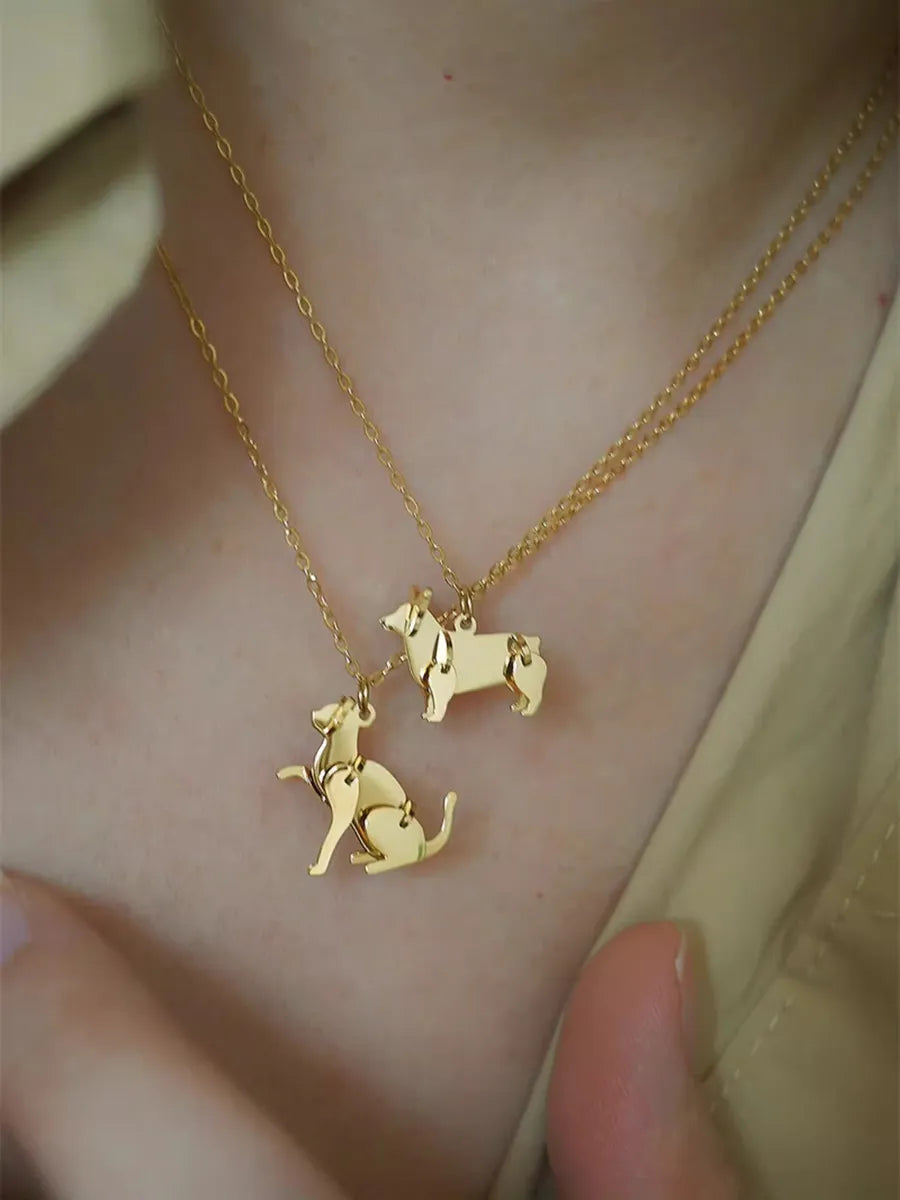 Wholesale Jewelry Simple Style Classic Style Animal 316 Stainless Steel  18K Gold Plated Plating Pendant Necklace