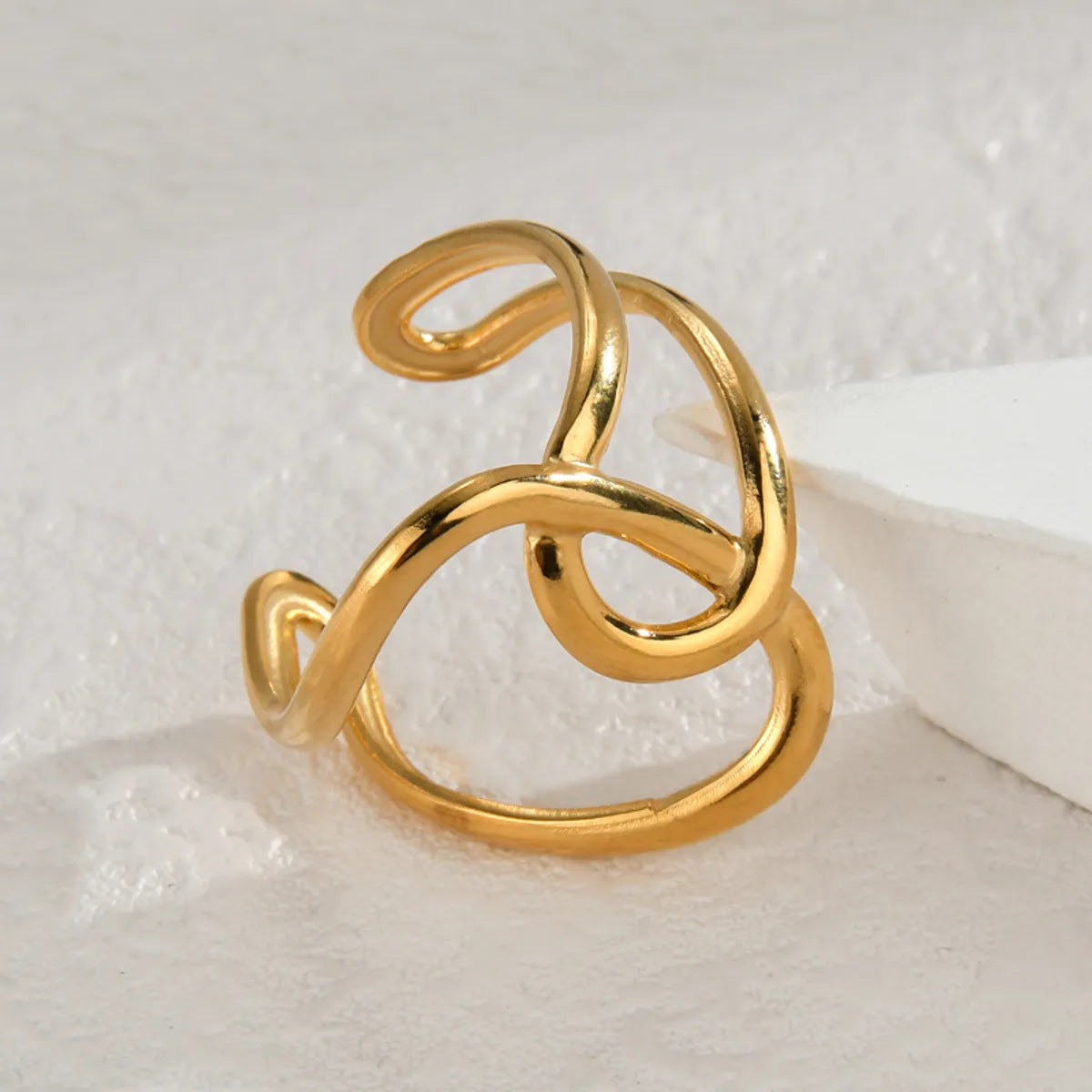 Wholesale Jewelry Simple Style Classic Style Asymmetrical 304 Stainless Steel 14K Gold Plated Plating Hollow Out Rings