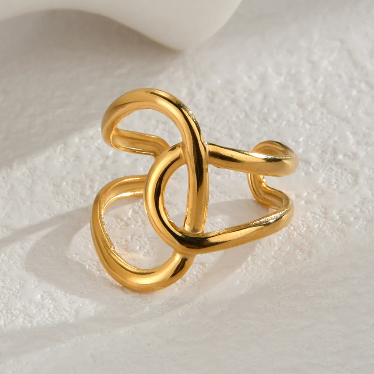 Wholesale Jewelry Simple Style Classic Style Asymmetrical 304 Stainless Steel 14K Gold Plated Plating Hollow Out Rings