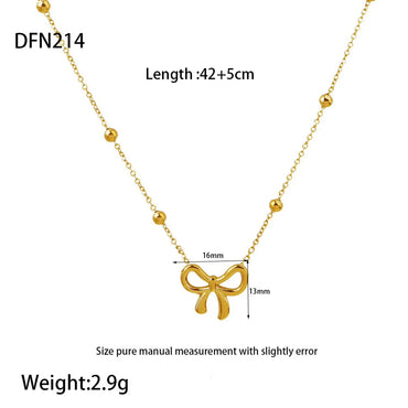 Wholesale Jewelry Simple Style Classic Style Bow Knot 304 Stainless Steel Zircon Inlay Pendant Necklace