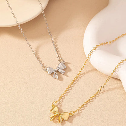 Wholesale Jewelry Simple Style Classic Style Bow Knot Iron Zinc Alloy Pendant Necklace