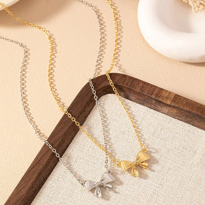 Wholesale Jewelry Simple Style Classic Style Bow Knot Iron Zinc Alloy Pendant Necklace