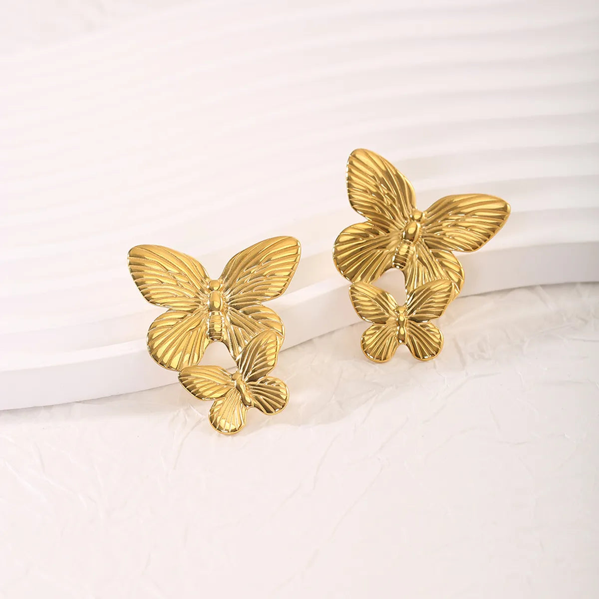 Wholesale Jewelry Simple Style Classic Style Butterfly 304 Stainless Steel Plating Rings Earrings Necklace