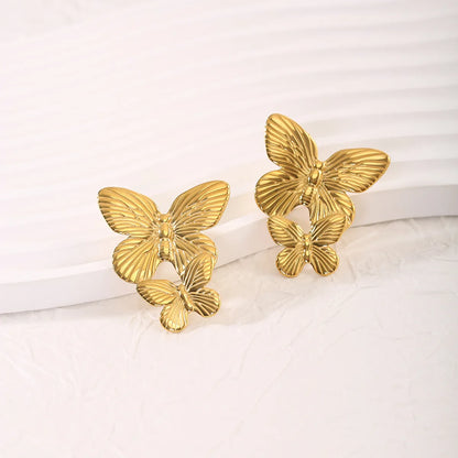 Wholesale Jewelry Simple Style Classic Style Butterfly 304 Stainless Steel Plating Rings Earrings Necklace