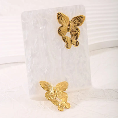 Wholesale Jewelry Simple Style Classic Style Butterfly 304 Stainless Steel Plating Rings Earrings Necklace