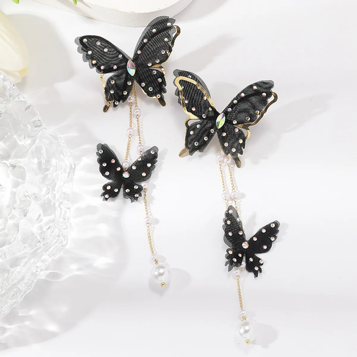 Wholesale Jewelry Simple Style Classic Style Butterfly Alloy Artificial Diamond Inlay Drop Earrings