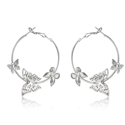 1 Pair Simple Style Classic Style Butterfly Hollow Out Iron Earrings