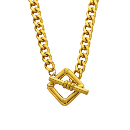 Wholesale Jewelry Simple Style Classic Style Chain 304 Stainless Steel 18K Gold Plated Plating Pendant Necklace