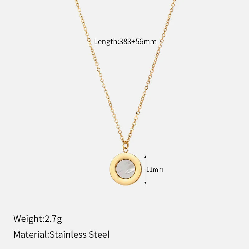 Wholesale Jewelry Simple Style Classic Style Circle 304 Stainless Steel 14K Gold Plated Hollow Out Inlay Pendant Necklace