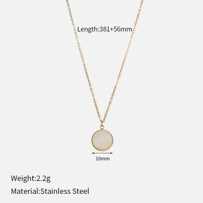 Wholesale Jewelry Simple Style Classic Style Circle 304 Stainless Steel 14K Gold Plated Hollow Out Inlay Pendant Necklace