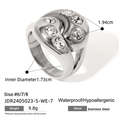 Wholesale Jewelry Simple Style Classic Style Color Block 316 Stainless Steel  Zircon Inlay Rings