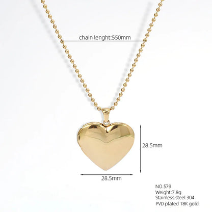 Wholesale Jewelry Simple Style Classic Style Commute Heart Shape 304 Stainless Steel 18K Gold Plated Pendant Necklace