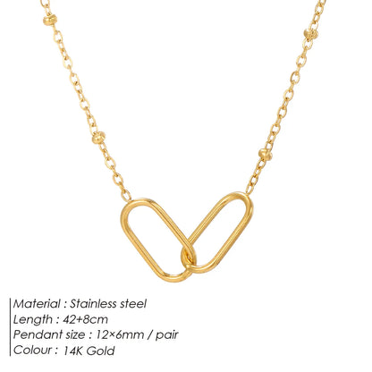 Wholesale Jewelry Simple Style Classic Style Commute Paper Clip 304 Stainless Steel Pendant Necklace