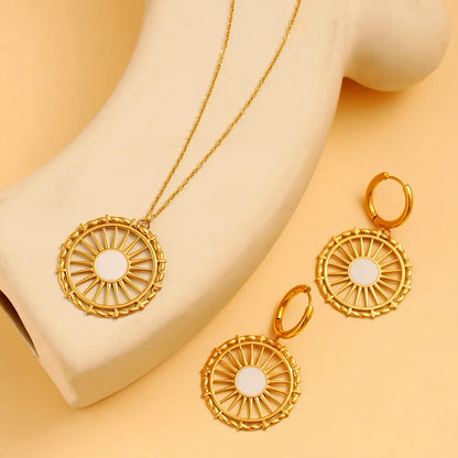 Wholesale Jewelry Simple Style Classic Style Commute Round 304 Stainless Steel 316 Stainless Steel  18K Gold Plated Jewelry Set