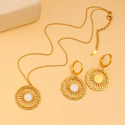 Wholesale Jewelry Simple Style Classic Style Commute Round 304 Stainless Steel 316 Stainless Steel  18K Gold Plated Jewelry Set