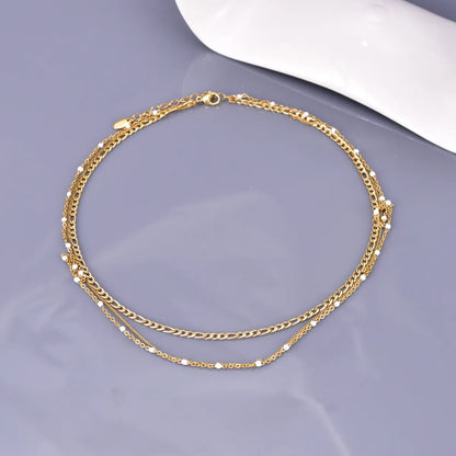 Wholesale Jewelry Simple Style Classic Style Commute Solid Color 304 Stainless Steel Titanium Steel 18K Gold Plated Three Layer Necklace