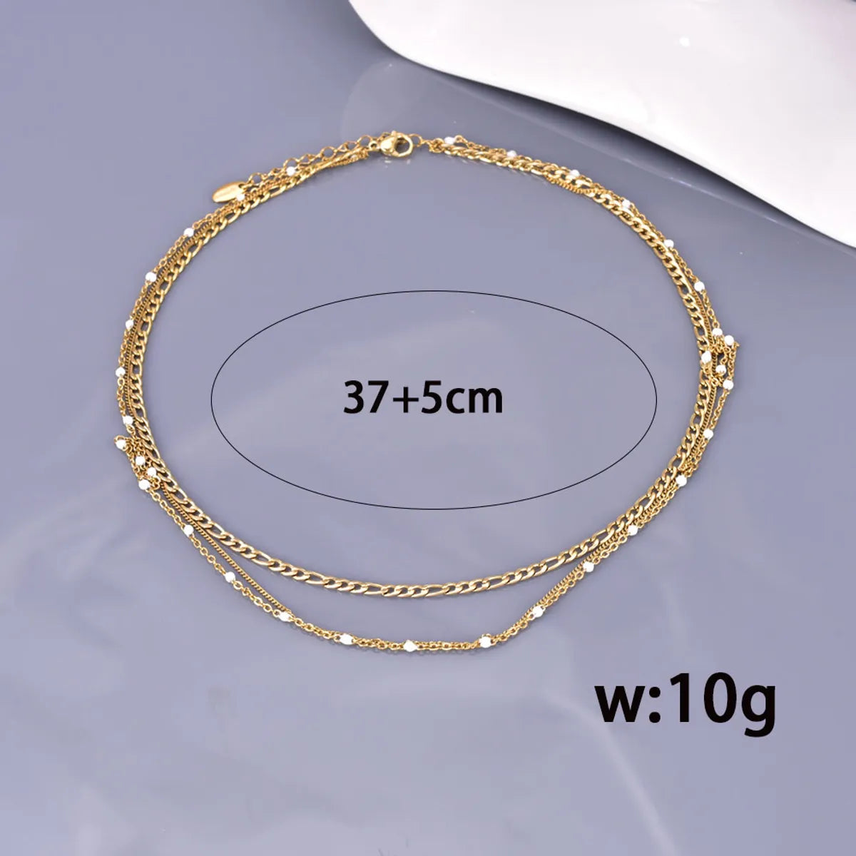 Wholesale Jewelry Simple Style Classic Style Commute Solid Color 304 Stainless Steel Titanium Steel 18K Gold Plated Three Layer Necklace