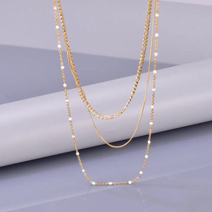 Wholesale Jewelry Simple Style Classic Style Commute Solid Color 304 Stainless Steel Titanium Steel 18K Gold Plated Three Layer Necklace