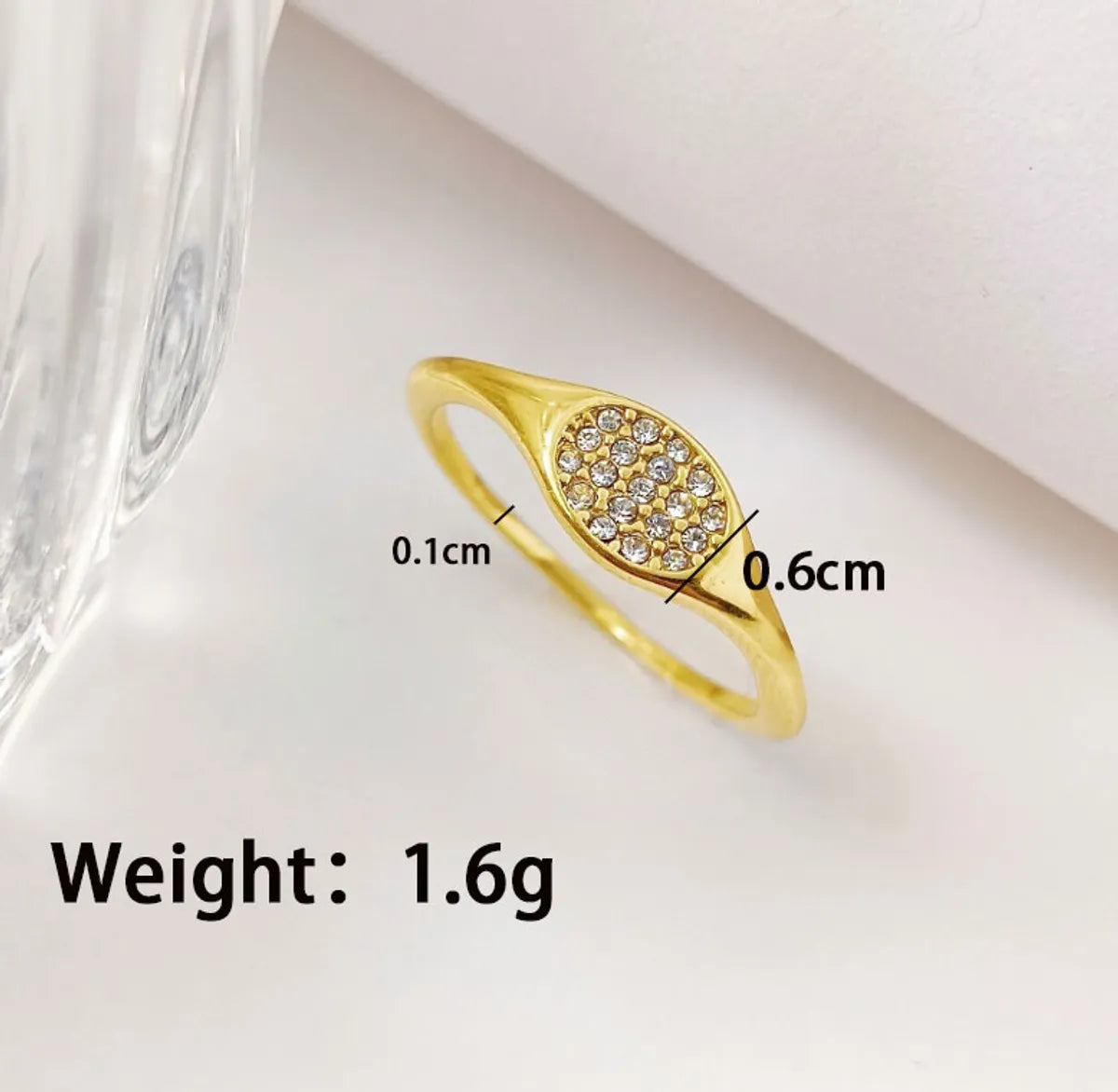 Wholesale Jewelry Simple Style Classic Style Commute Solid Color 304 Stainless Steel Titanium Steel Zircon 18K Gold Plated Plating Inlay Rings