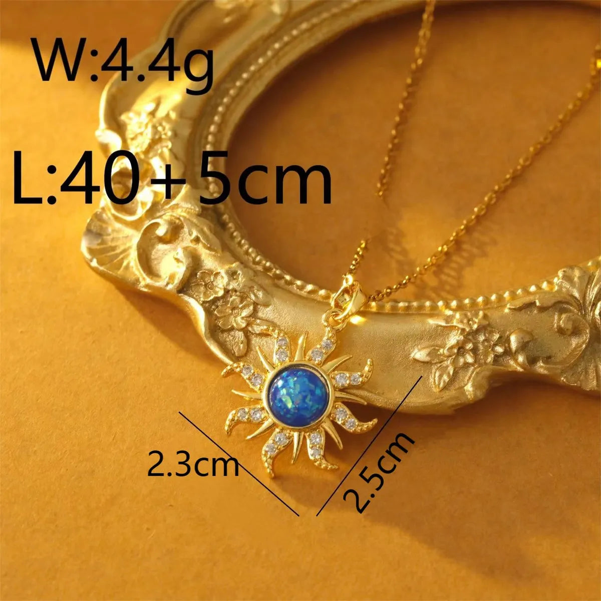 Wholesale Jewelry Simple Style Classic Style Commute Sun Titanium Steel Resin Zircon 18K Gold Plated Inlay Pendant Necklace