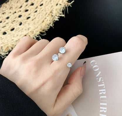 Wholesale Jewelry Simple Style Classic Style Commute Water Droplets 304 Stainless Steel Titanium Steel Zircon 18K Gold Plated Inlay Open Rings