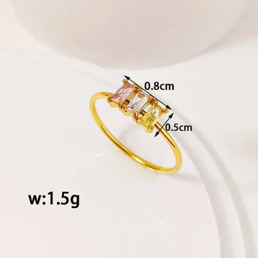 Wholesale Jewelry Simple Style Classic Style Commute Water Droplets 304 Stainless Steel Titanium Steel Zircon 18K Gold Plated Plating Inlay Rings