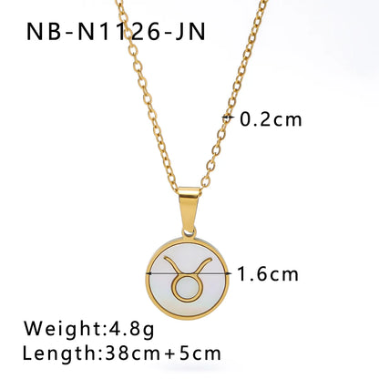 Wholesale Jewelry Simple Style Classic Style Constellation 304 Stainless Steel Shell 18K Gold Plated Inlay Pendant Necklace