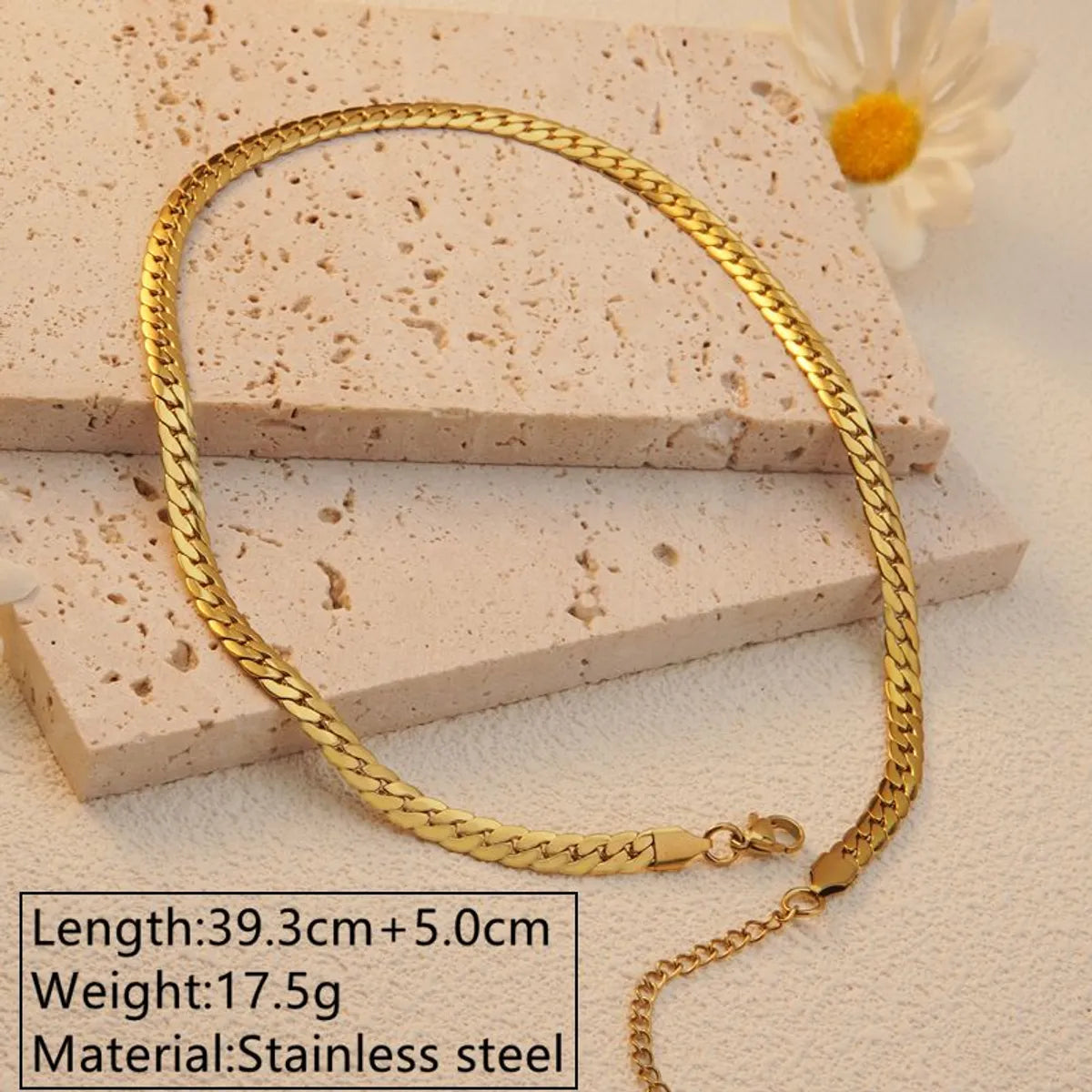 Wholesale Jewelry Simple Style Classic Style Cool Style Solid Color 304 Stainless Steel 18K Gold Plated Necklace