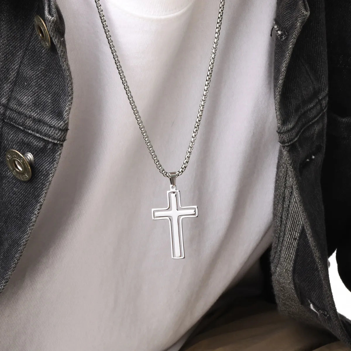 Wholesale Jewelry Simple Style Classic Style Cross 304 Stainless Steel Pendant Necklace